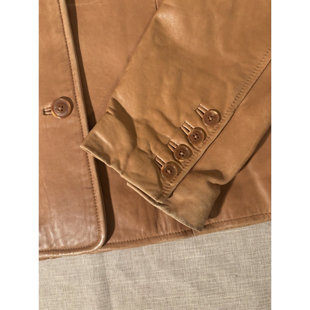 Cabelas Genuine Leather Jacket Womens Large Brown Button Up Buttery Soft Lined - Picture 6 of 16